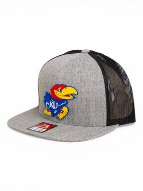Kansas Jayhawks 3D Wool Blend Flat Bill Hat- Heather Grey/ Black